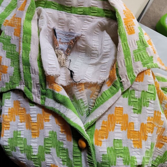 Medium Vintage 1960's Blouse Button-Up Shirt Chevron Print Bernardo Mod Mommy - Picture 6 of 7